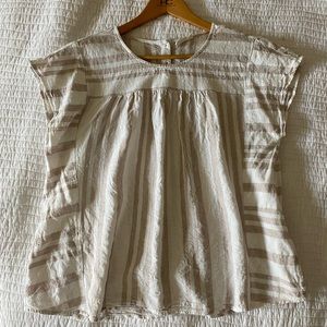Neutral Linen cotton blend top
